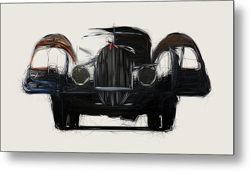 Bugatti Metal Print featuring the digital art Bugatti Type 57SC Atlantic Coupe Drawing #3 by CarsToon Concept
