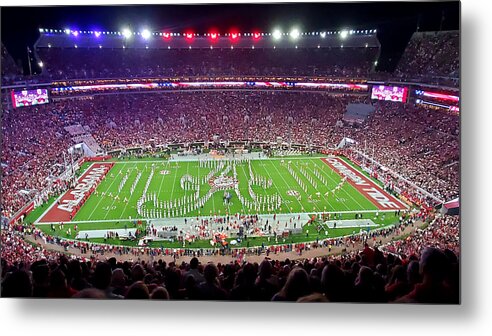 Gameday Metal Print featuring the photograph Night Panorama Bryant-Denny Stadium by Kenny Glover
