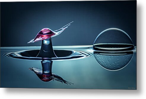 Water Drop Collision Metal Print featuring the photograph A Moment in a Water Drop's Life by Michael McKenney