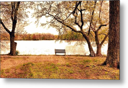 Autumn Lakeside Metal Print featuring the photograph A Quiet Spot on the Lake by Stacie Siemsen