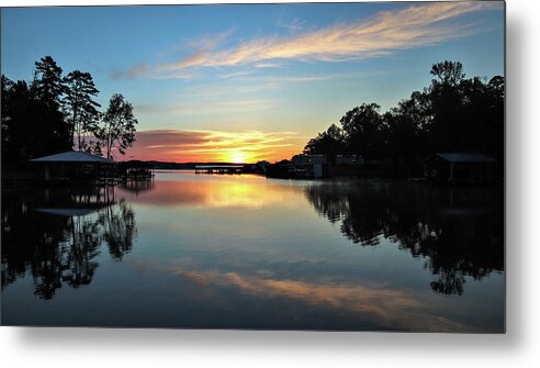 Lake Metal Print featuring the photograph A Sky Feather Sunrise by Ed Williams