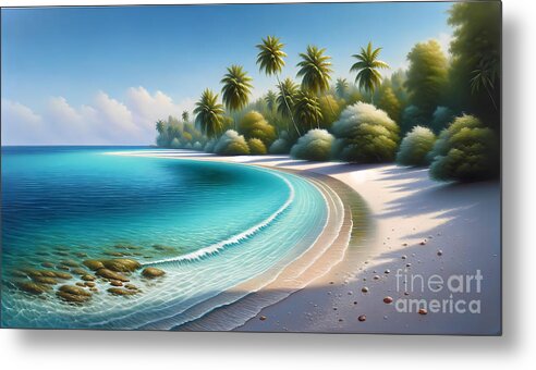 Tropical Metal Print featuring the painting A tropical paradise with white sandy beaches and crystal clear waters by Jeff Creation
