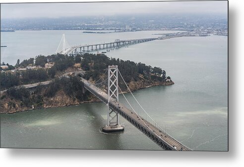 San Francisco Metal Print featuring the photograph Aerial Bay Bridge - San Francisco by Michael Lee