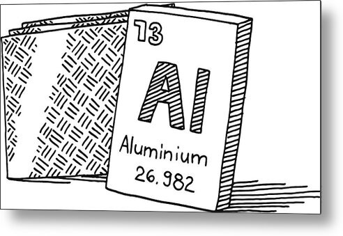 Shadow Metal Print featuring the drawing Aluminium Chemical Element Drawing by FrankRamspott