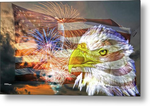 Eagles Metal Print featuring the mixed media American Patriotism Artistry by DB Hayes