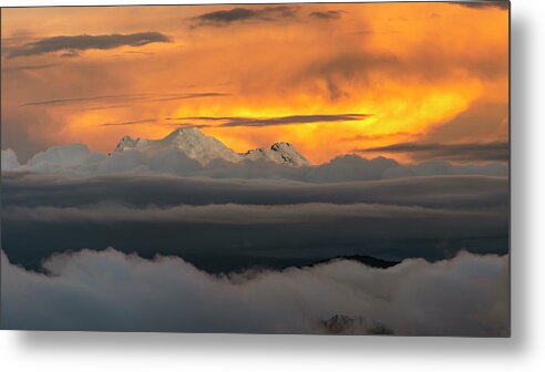 Andes Metal Print featuring the photograph Antisana volcano with a gorgeous sunset light by Henri Leduc