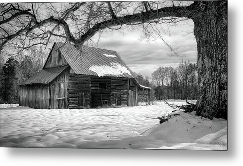 Snowscape Metal Print featuring the photograph Barn in Winter by Bryan Rierson