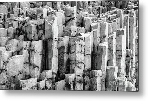 Basalt Metal Print featuring the photograph Basalt columns in black and white by Lyl Dil Creations