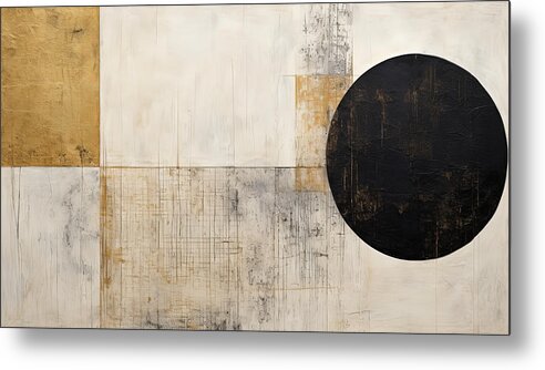 Black And Gold Metal Print featuring the painting Black Hole by Lourry Legarde