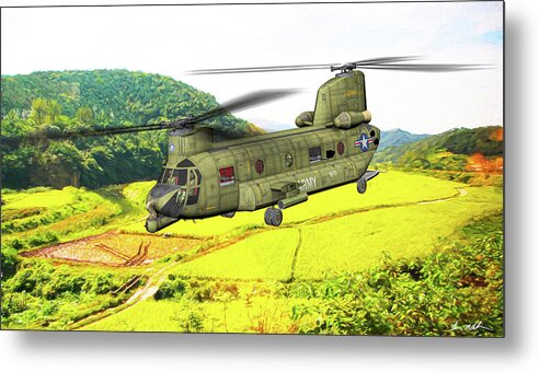 Boeing Ch-47 Chinook Metal Print featuring the digital art Boeing CH-47 Chinook - Art by Tommy Anderson