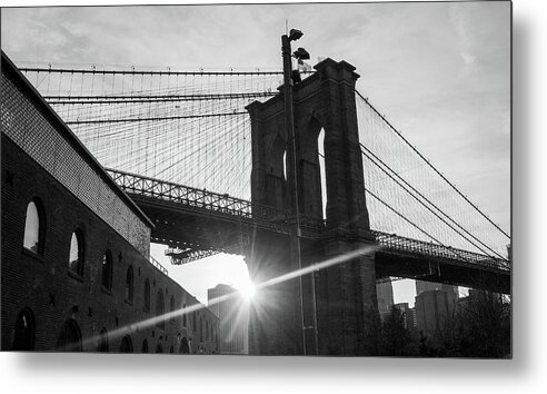 Brooklyn Metal Print featuring the photograph Brooklyn Bridge in Black and White by Auden Johnson