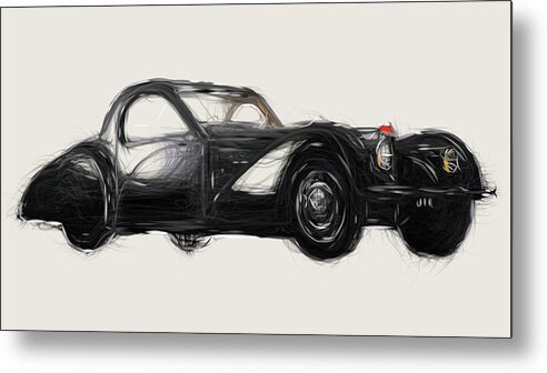 Bugatti Metal Print featuring the digital art Bugatti Type 57S Coupe Drawing by CarsToon Concept