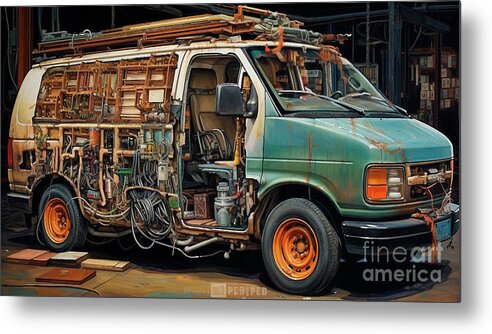 Chevrolet Metal Print featuring the drawing Car 1825 Chevrolet Express Cargo by Clark Leffler