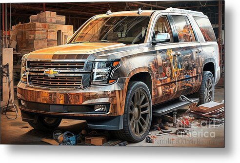Chevrolet Metal Print featuring the drawing Car 1836 Chevrolet Tahoe by Clark Leffler