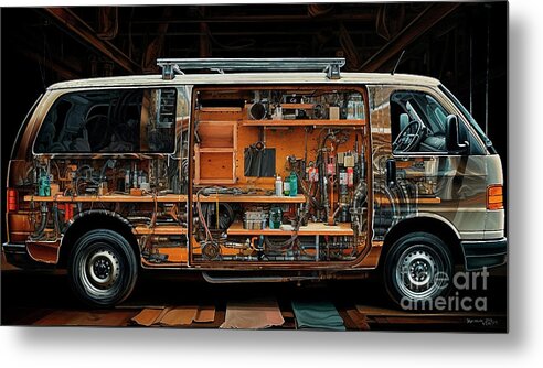 Gmc Metal Print featuring the drawing Car 1901 GMC Savana Cargo by Clark Leffler