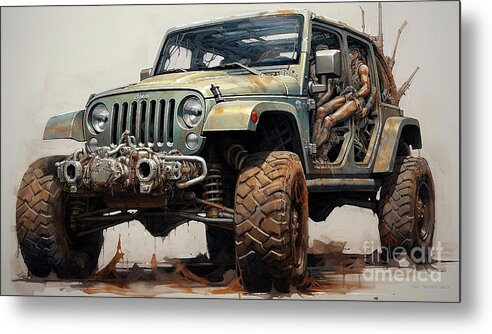 Jeep Metal Print featuring the drawing Car 2386 Jeep Wrangler Rubicon by Clark Leffler