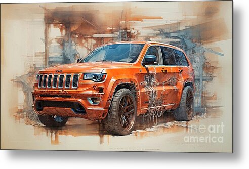 Jeep Metal Print featuring the drawing Car 2819 Jeep Trackhawk by Clark Leffler