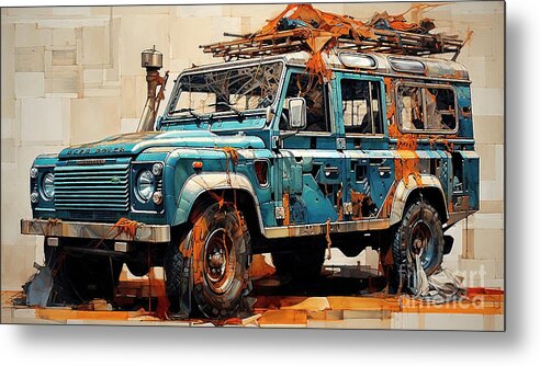 Land Metal Print featuring the drawing Car 2842 Land Rover Defender by Clark Leffler