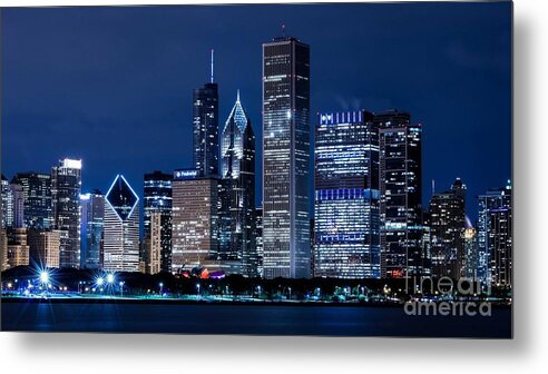 Chicago Metal Print featuring the photograph Chicago at night by Action