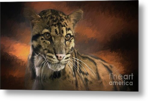 Wildlife Metal Print featuring the digital art Clouded Leopard Portrait Animal Artwork by Philip Preston