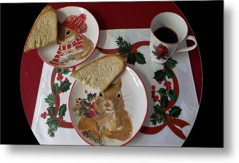 Coffee Metal Print featuring the photograph Coffee and Winter Place Setting by Nancy Ayanna Wyatt