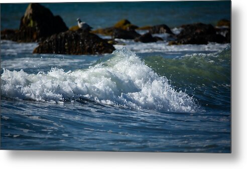 Seascape Metal Print featuring the photograph Comfy Wave Watching by Linda Bonaccorsi