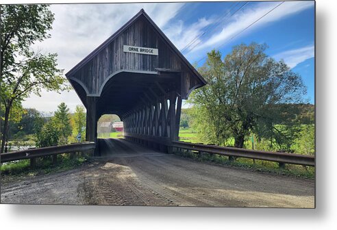 Black River Metal Print featuring the photograph Coventry Orne covered bridge in Vermont by Jeff Folger