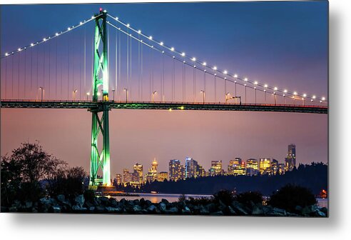 Bridge Metal Print featuring the photograph Downtown Under the Bridge at Night by Rick Deacon