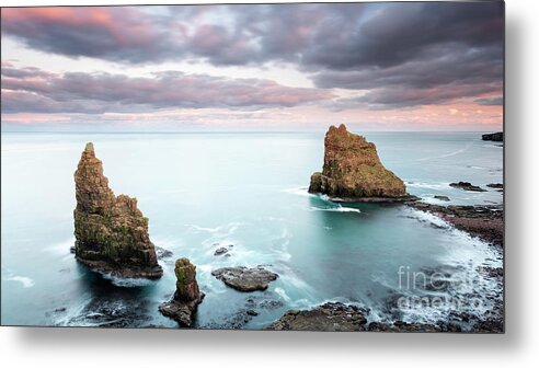 Duncansby Metal Print featuring the photograph Duncansby Sea Stacks at Sunset by Maria Gaellman