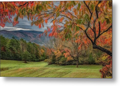 Cades Cove Metal Print featuring the photograph Fall in the Cove, Stylized by Marcy Wielfaert