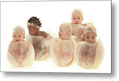 Baby Metal Print featuring the photograph Five Little Flower Bulbs by Anne Geddes