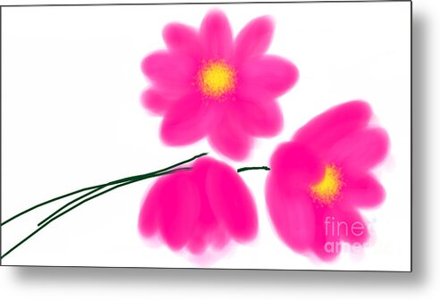 Pink Metal Print featuring the digital art Flowers for Mother by Maria Faria Rodrigues