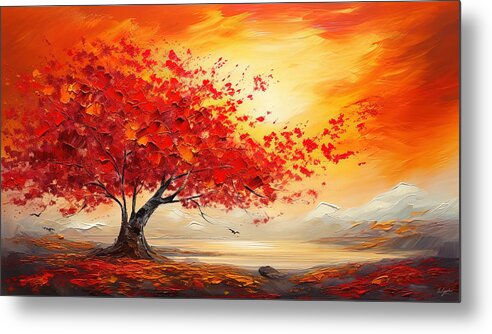 Maple Tree Metal Print featuring the painting Foliage Impressionist by Lourry Legarde