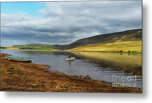 Fishing Boats Metal Print featuring the photograph Gone Fishing - Threipmuir Reservoir by Yvonne Johnstone