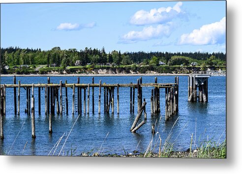 Guemes Island And Old Pier Metal Print featuring the photograph Guemes Island and Old Pier by Tom Cochran