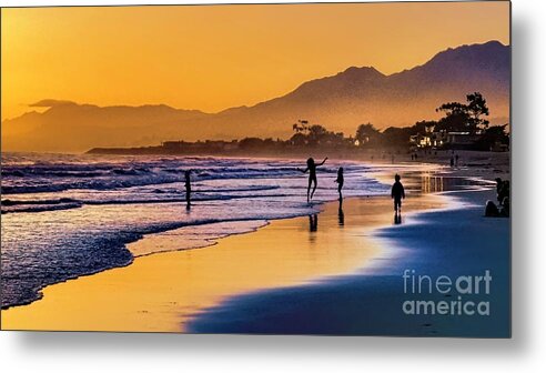 Sunset Metal Print featuring the photograph Happy Sunset Beach Dancer by Sea Change Vibes