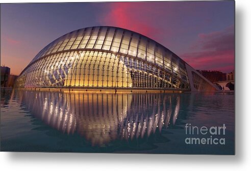 Architecture Metal Print featuring the photograph Hemispheric Sunset, City of Arts and Sciences, Valencia by Philip Preston