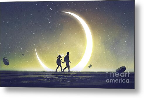 Illustration Metal Print featuring the painting I will take you to a special place by Tithi Luadthong