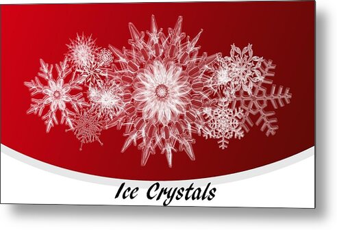 Ice Metal Print featuring the mixed media Ice Crystals Red by Nancy Ayanna Wyatt