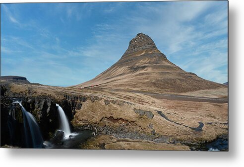 Iceland Metal Print featuring the photograph Iceland Kirjufell Waterfalls 2 by William Kennedy