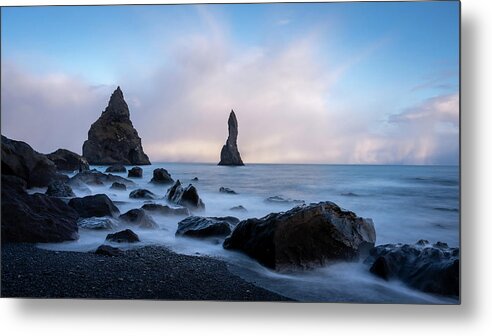 Iceland Metal Print featuring the photograph Iceland Reynisfjara Long Exposure by William Kennedy