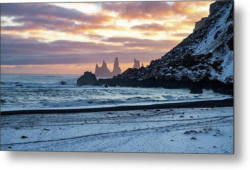 Iceland Metal Print featuring the photograph Iceland Reynisfjara Sunset by William Kennedy