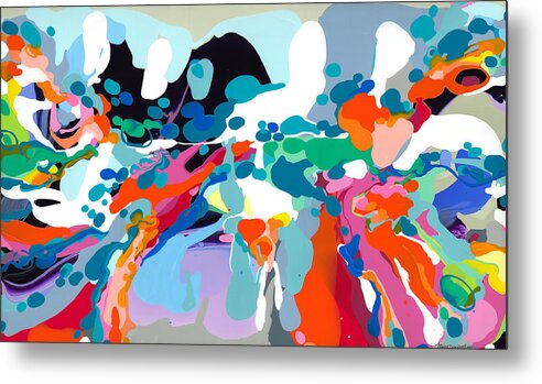 Abstract Metal Print featuring the painting Imagine That by Claire Desjardins