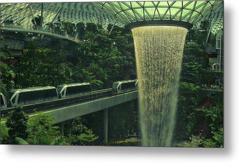 Singapore Metal Print featuring the photograph Indoor Waterfall by Robert Bociaga