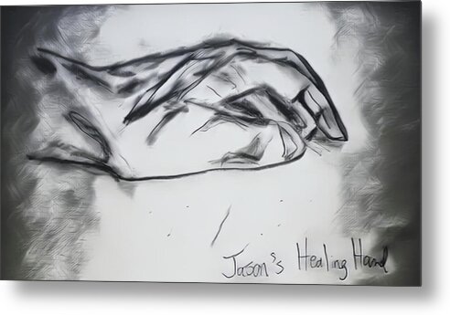 Sketches Metal Print featuring the drawing Jason's Healing Hand by Christina Knight