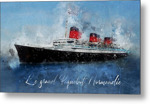 Steamer Metal Print featuring the digital art Le grand Paquebot Normandie by Geir Rosset