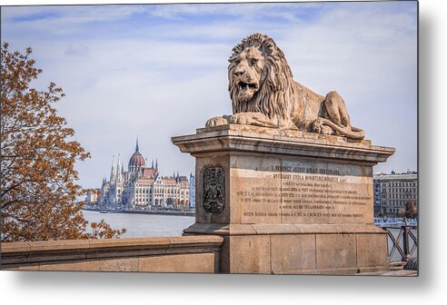 Architecture Metal Print featuring the digital art Lion of Budapest by Kevin McClish