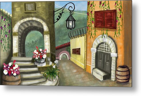 The Village Metal Print featuring the digital art Little Italy Village by Rose Lewis