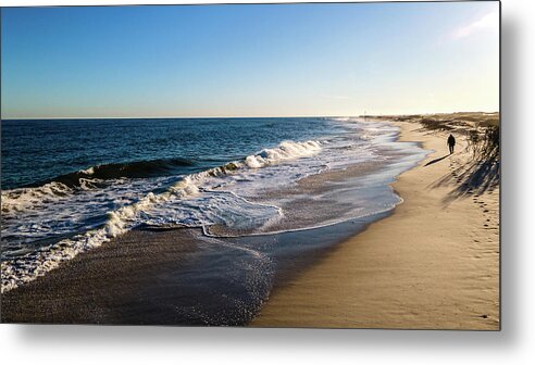 New Jersey Metal Print featuring the photograph Lone Person on the Beach by Louis Dallara