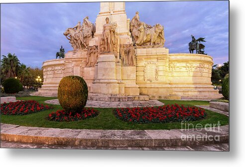 Trees Metal Print featuring the photograph Monument to the Constitution of 1812 by Night Cadiz Andalusia by Pablo Avanzini
